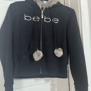 Bebe Gray Faux Fur Jacket